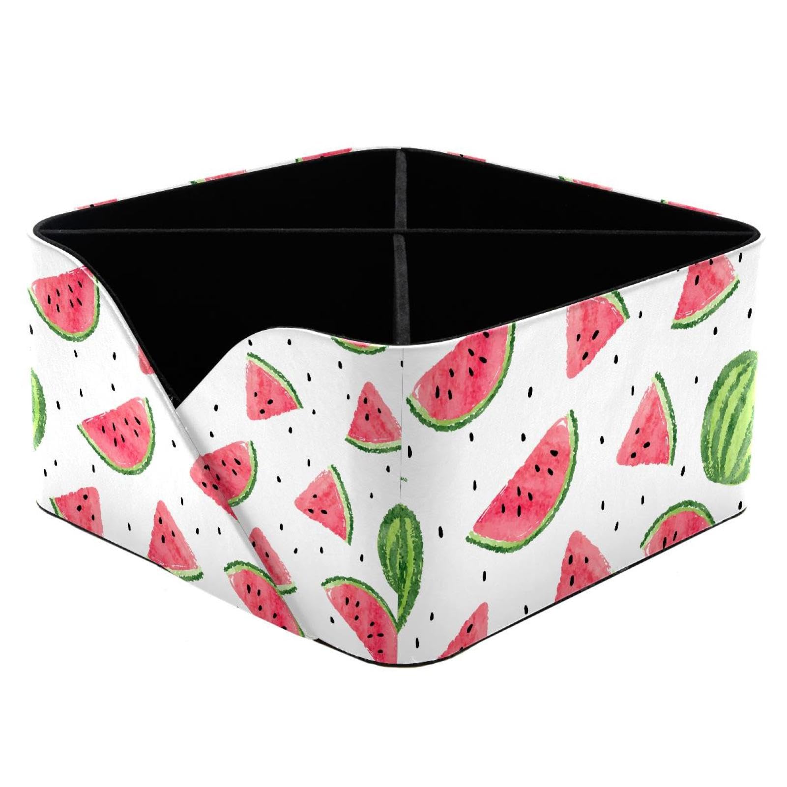 KengjuTesu Summer Fruit Watermelons Desktop Organizer Pen Holder, Rectangular Pencil Cup for Office, Study and Makeup Stations