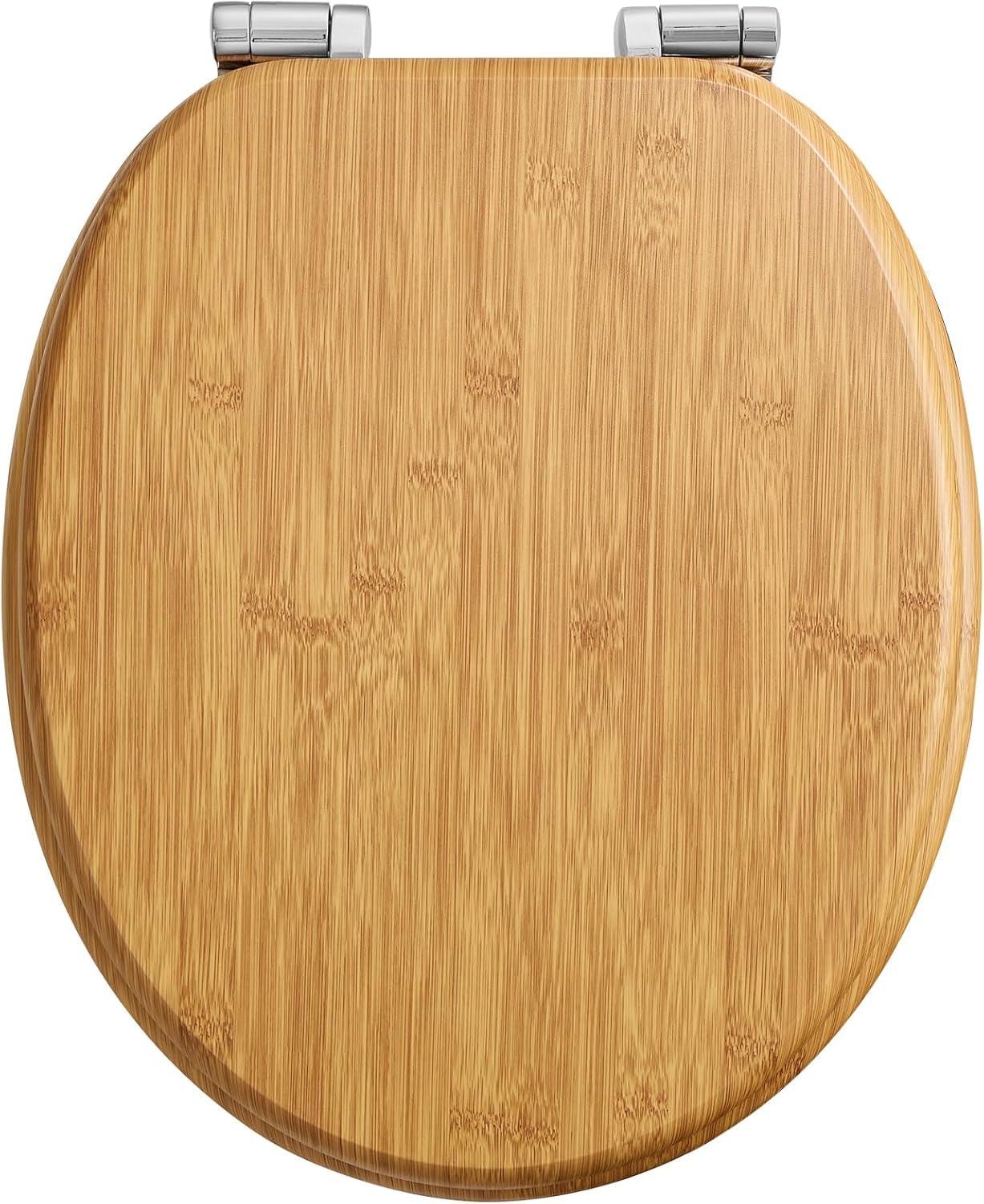 Pipishell tapa wc de Madera en Forma de O con Mecanismo de Cierre Suave y Bisagras de Metal Liso, tapadera wc universal de MDF de Cierre Lento, Fácil Montaje y Limpieza