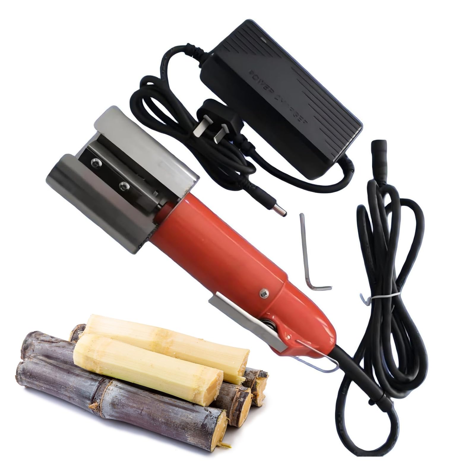 FHRKA 120W Automatic Electric Sugarcane Peeler Multifunctional Fast Peeling Machine with Spare Battery, for Winter Claw, Taro (Red)