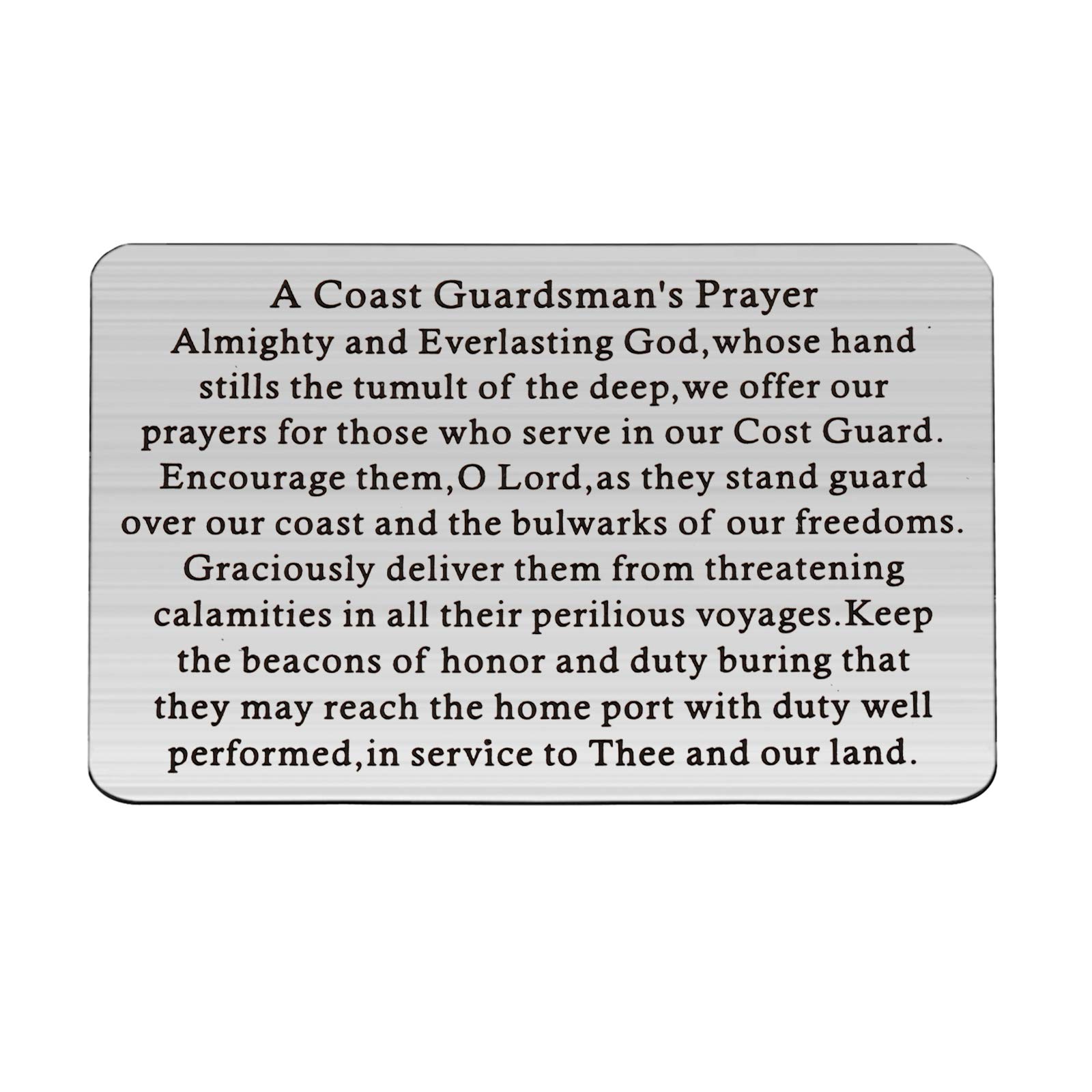 BAUNA Coast Guardsman's Prayer Metal Wallet Card for Him Coast Guard Gift Military Jewelry USCG Graduation Card Insert Gift Deployment Gift
