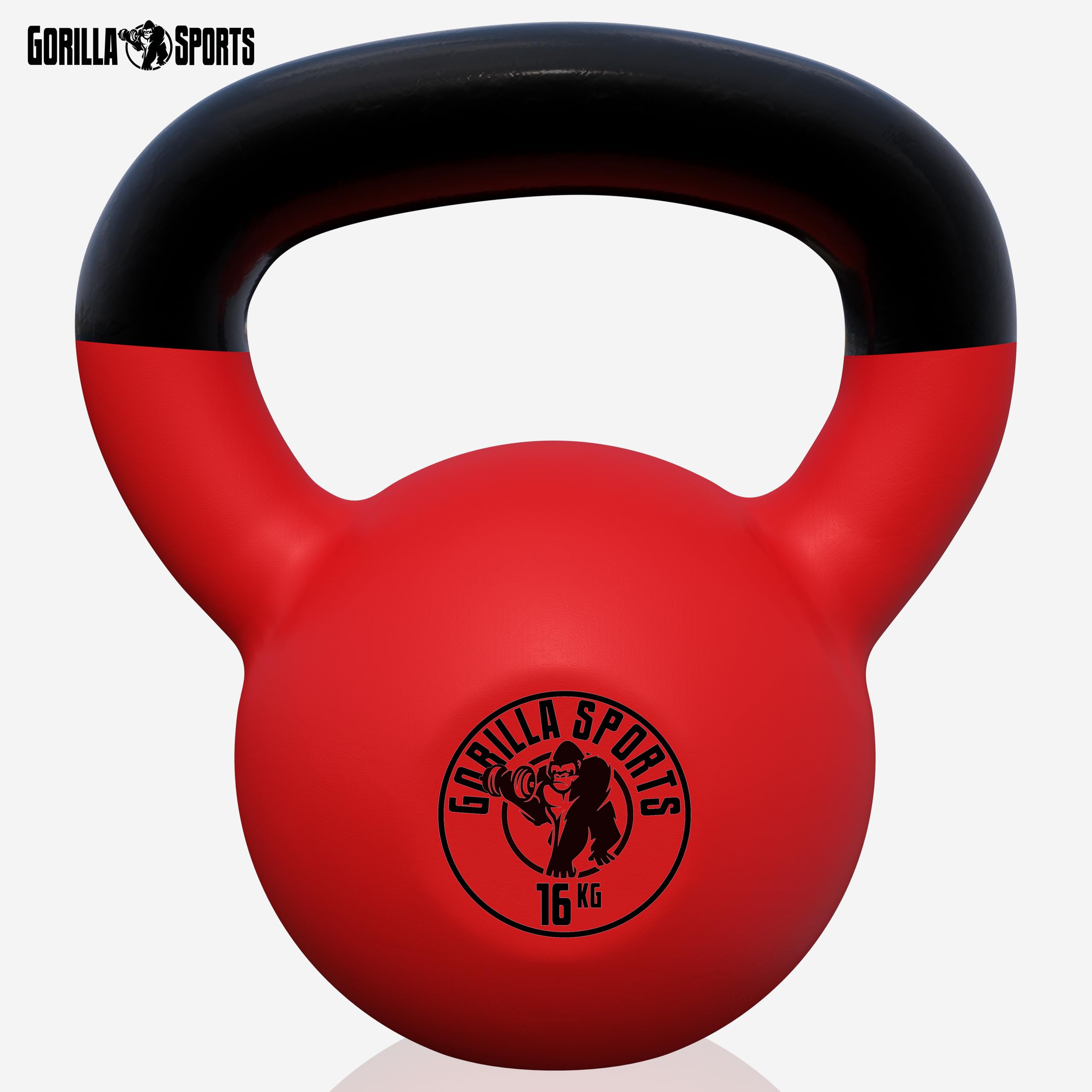 GORILLA SPORTS® Kettlebell - Singolo/Set, 2-32kg, Impugnatura Ergonomica, in Ghisa, Rivestimento in Vinile - Peso Sfera, Manubri, Pesi con Maniglia, Allenamento di Forza, Palestra, Casa, Fitness