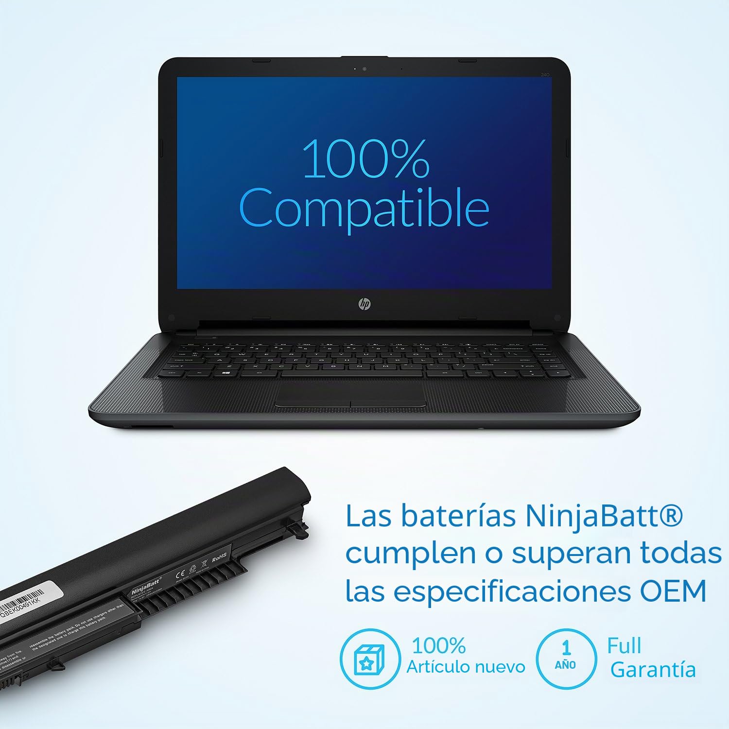 NinjaBatt - Batería para HP 807957-001 807956-001 HS04 HS03 HSTNN-LB6V 807612-421 HSTNN-LB6U 250 G5 807611-421 TPN-C125 15-AF067SA 843532-851 – Larga duración [4 Celdas/2200mAh/33Wh]