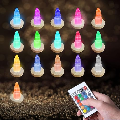 Miniatura 5 de Base de luz LED, base de exhibición, soporte iluminado de madera, base de pantalla de 16 colores, control remoto, 3D, cristal, esférico, luz de