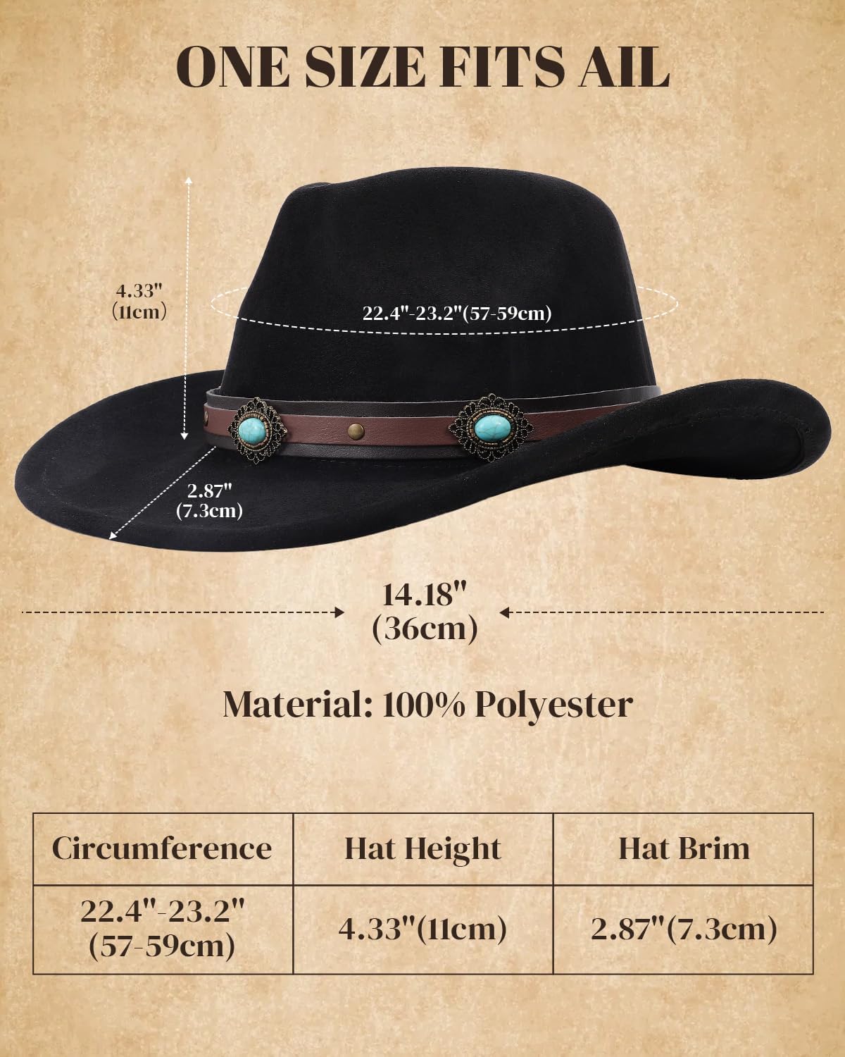 Cowboy Hat for Men Women Classic Cowgirl Hat Wide Brim Western Women Mens Cowboy Hats Christmas Cowgirl Hats Gifts - Image 5