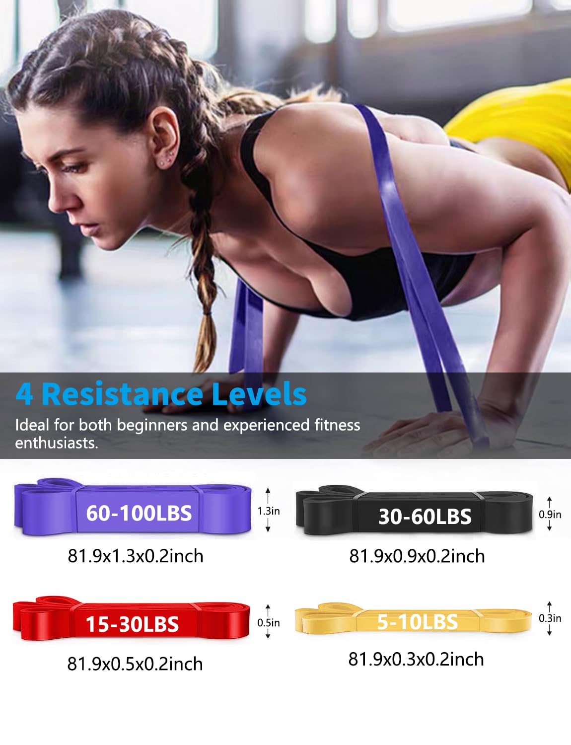 Vexloria Resistance Bands, Exercise Band with 5-85 LBS, Resistance Band Women for Gym Home, Yoga Studio, Resistance Bands Set Men - Image 2