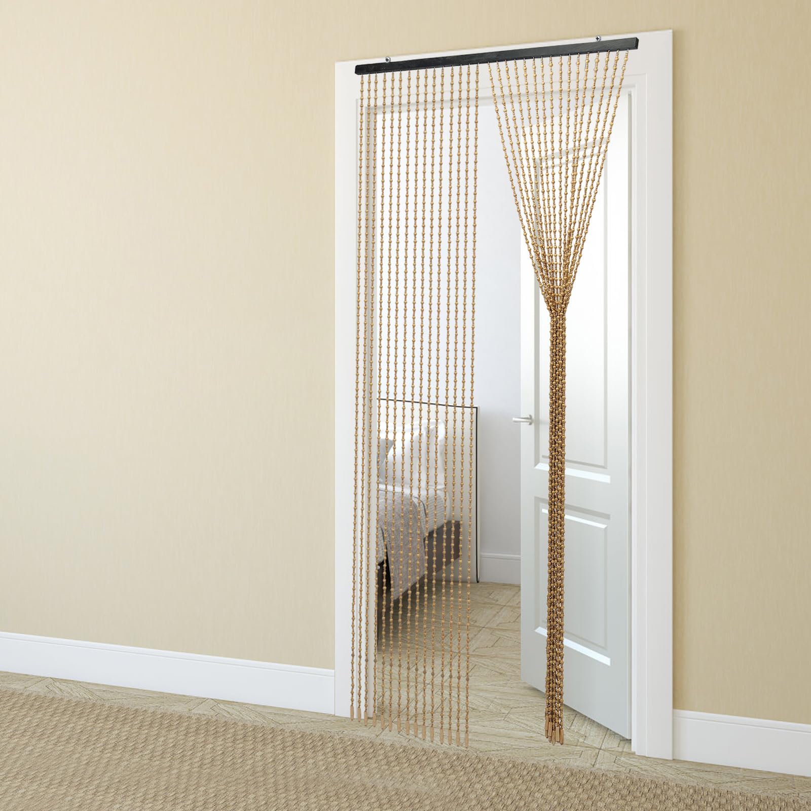 Rideau de porte en bambou rétro beige 190x90 cm à 31 brins