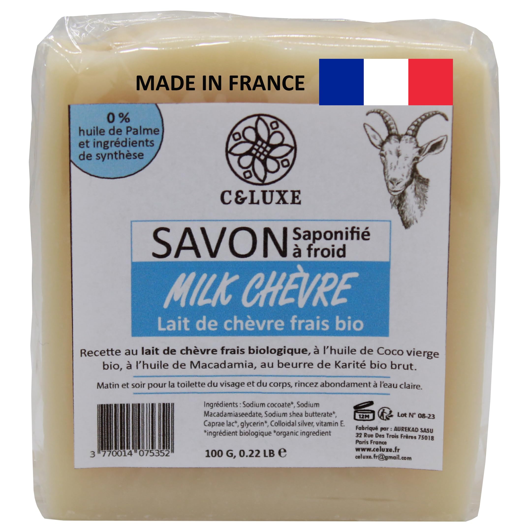 Savon au Lait de Chèvre Frais Bio - Saponification à Froid, Parfait pour Eczéma, Psoriasis, Acné - Hydratant et Apaisant, Peau Douce (1, senteur naturelle lait de chèvre)