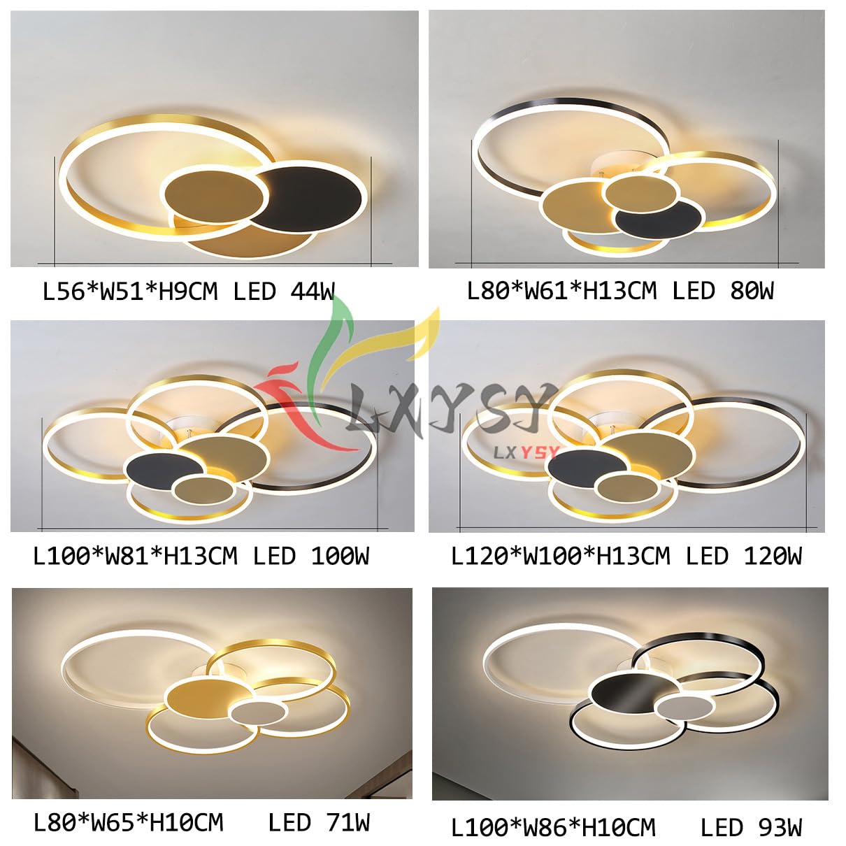 Dimmbare LED-Deckenleuchte, Wohnzimmerleuchte schwarz gold, Deckenleuchte Schlafzimmer-Wohnzimmerleuchte LED, Wohnzimmer schwarz & weiß, Schlafzimmerleuchte (Golden, L80*W65*H10CM)