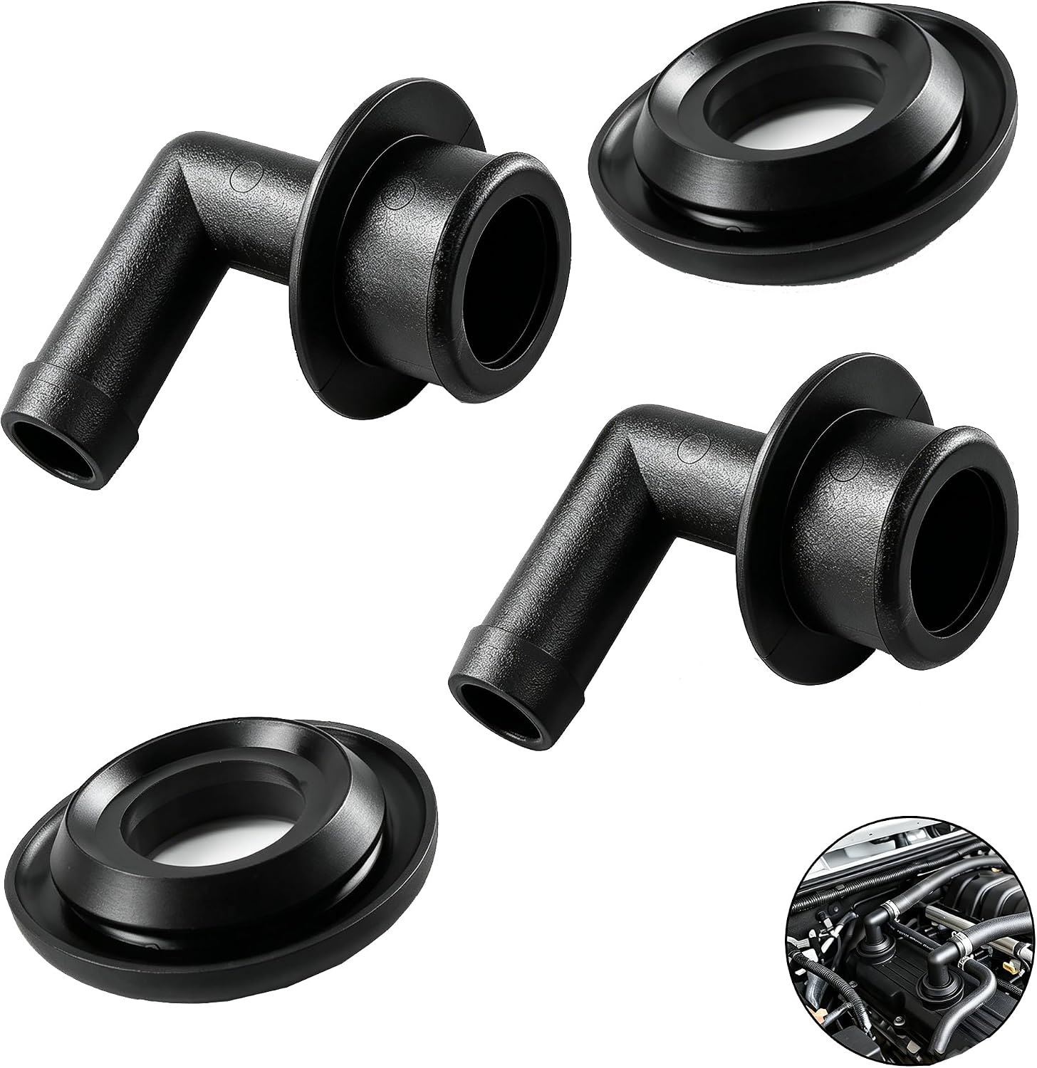 2 PCS PCV Valve Elbow Kit, Automotive Crankcase Ventilation Hose, Replaces 53013360AA 53030497 02946079 2946079, Compatible with Jeep Models (Black)