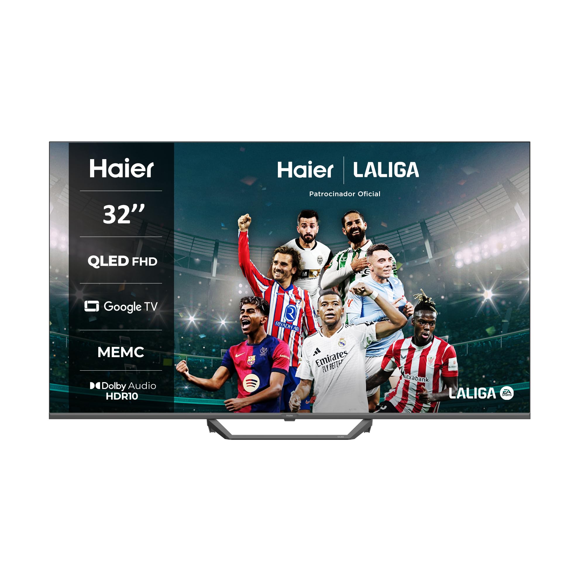 Haier QLED Full HD H32S80EFX - 32", Smart TV, Google TV, Dolby Audio, HDR 10, Smart Remote Control, Google Assistant, Bluetooth 5.1, DBX TV, HDMI 2.1 x 4, Sin Marcos, 2024