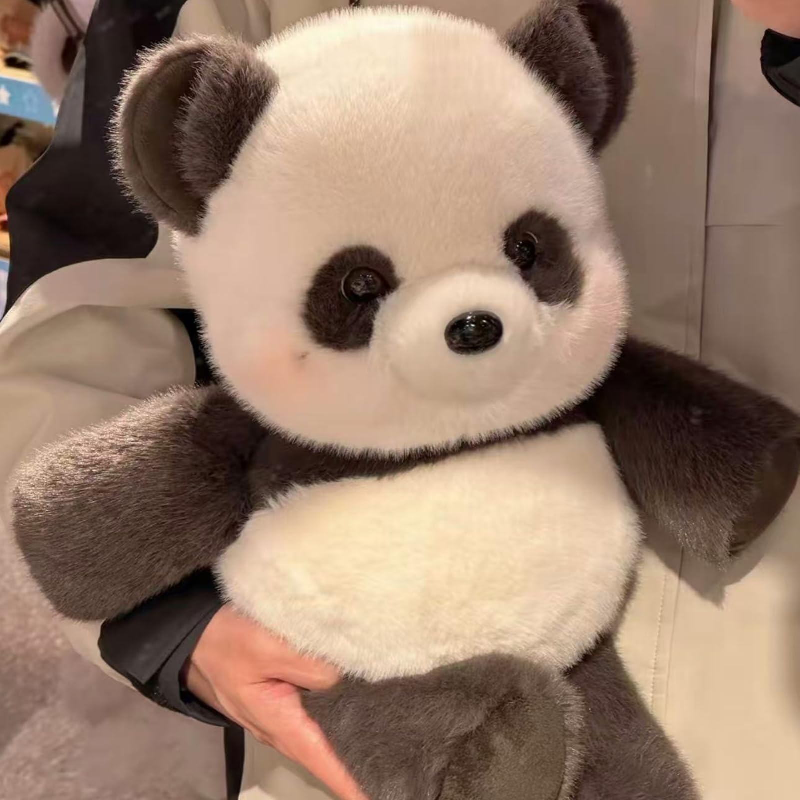 Running Plushies, Soft Cute Running Pink Highland Cow Plush, Interactive Moving Legs Stuffed Animals for Stress Relief for Decor Gift Desk Companion (Panda Black, 17.7IN) — image 1