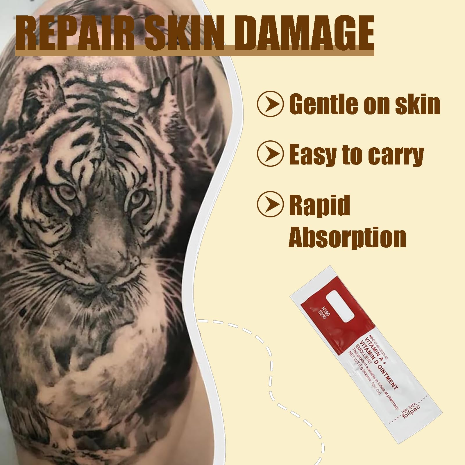 50 unidades de crema de tatuaje reparación, gel de vitamina A y D, bálsamo nutritivo para calmar la piel después de tatuajes, microblading y maquillaje permanente, ungüento hidratante para