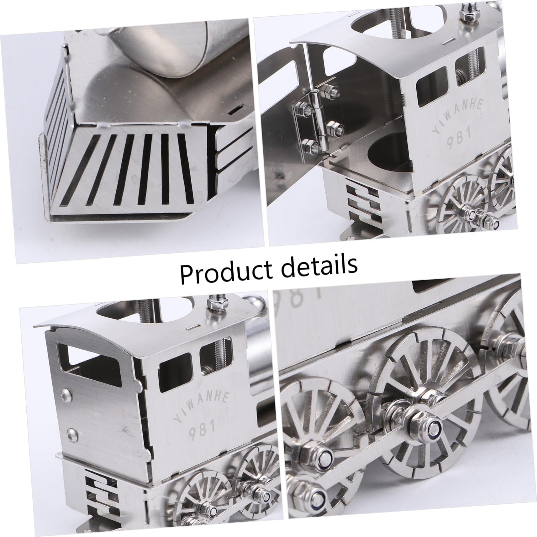 Toyvian Locomotiva a Vapore in Stile retrò in Acciaio Inossidabile Argento Modellino Resistente alla Ruggine e agli Urti, Decorazione da Scrivania per Casa e Ufficio