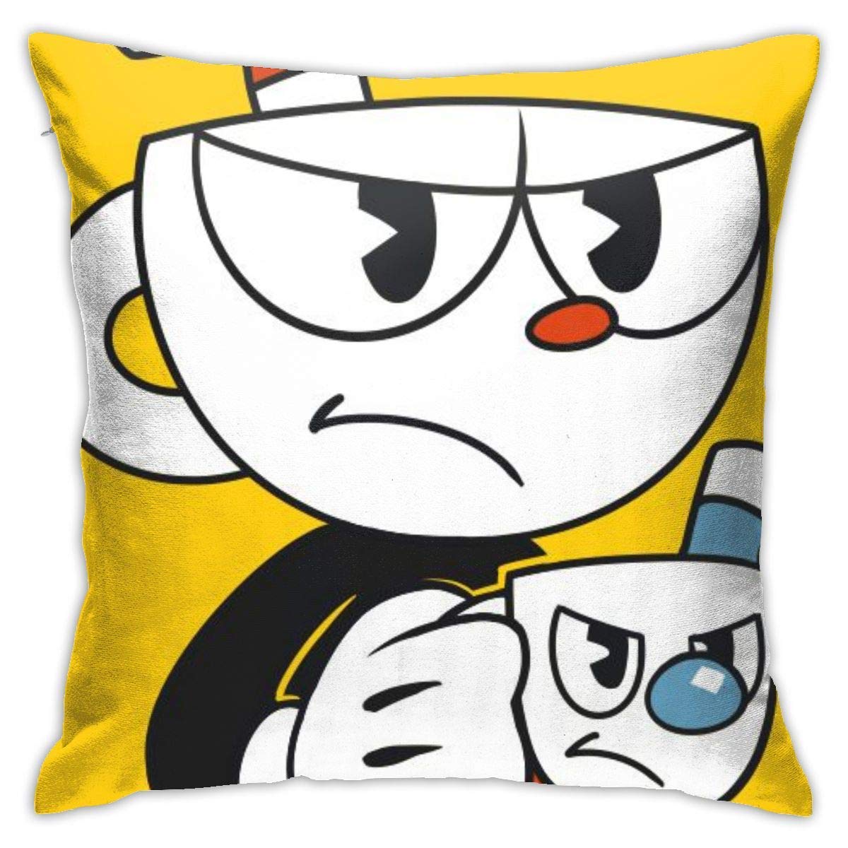 HQSL Funny Cuphead Decorative Square Throw Pillows Covers 18 X 18 Inch (45 X 45cm) Cushions Pillow Cases for Sofa Home Decor Bedding