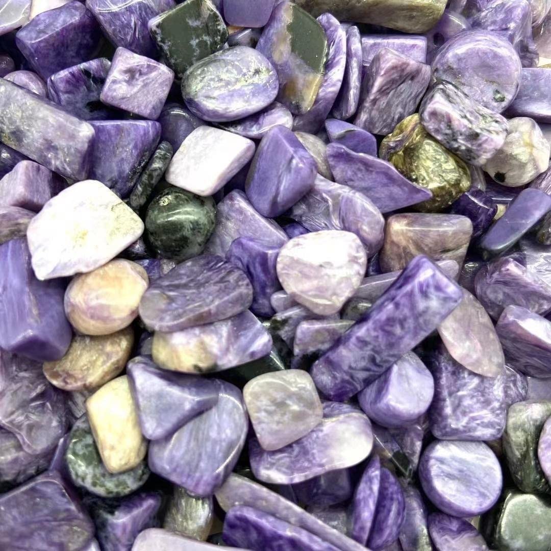 DOUKI Primary Stones and Minerals Home Decoration 100g 9mm-12mm Natural Purple Charoite Crystal Gravels Polishing Stone Chips for Home Decoration Stones Primary Stones and Minerals