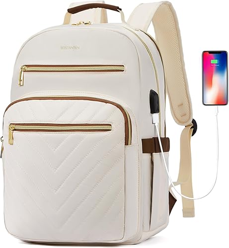 BOSTANTEN Mochila para laptop de 15.6 pulgadas para mujeres, mochila de viaje para profesores universitarios, mochila de viaje con puerto de carga