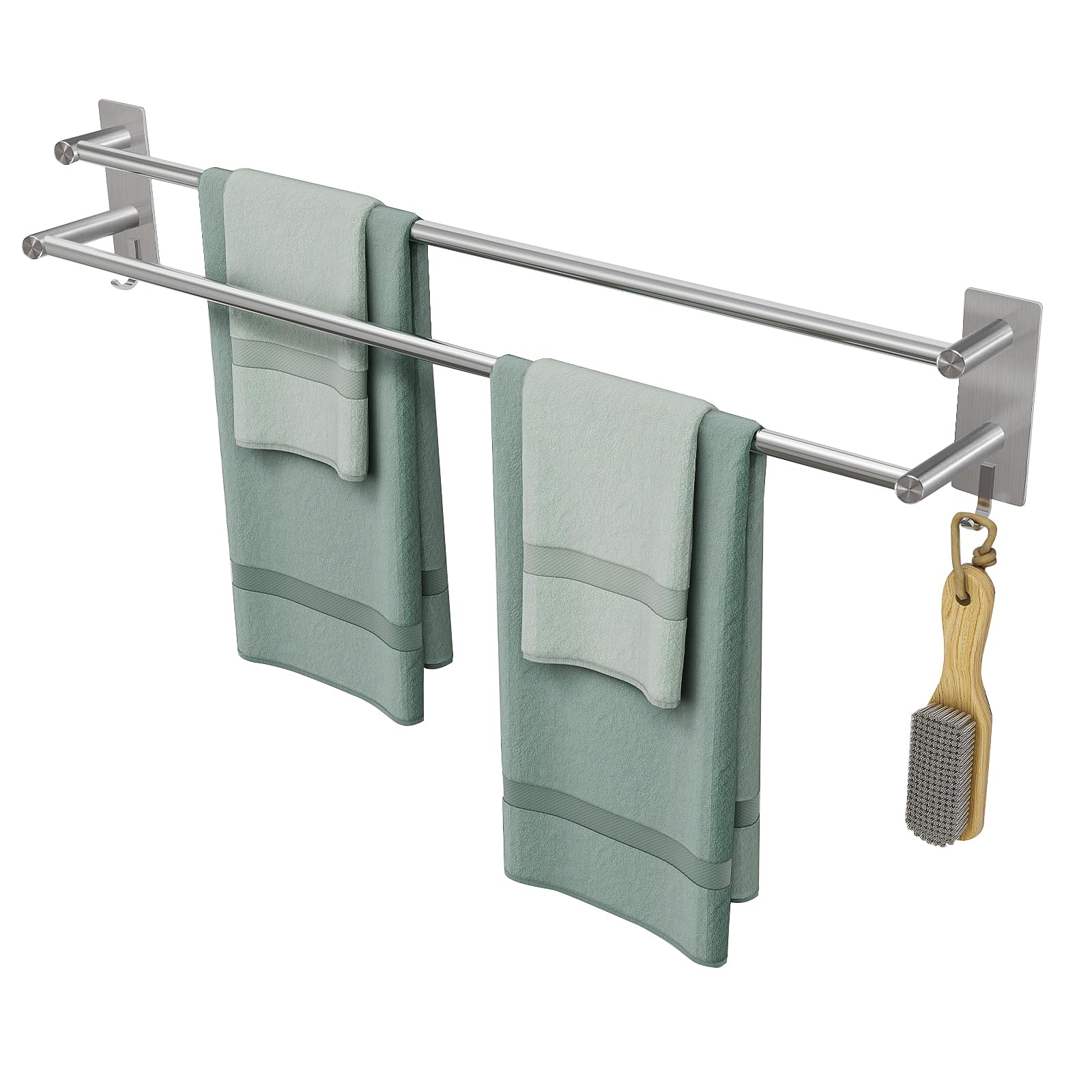 JS Handtuchhalter Edelstahl - Doppelte Handtuchstange Für Bad & Küche | Mit & Ohne Bohren