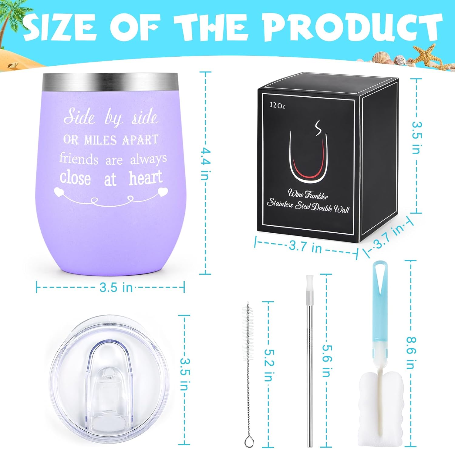 GINGPROUS 4 Pack Friend Wine Tumbler Set for Girls Trip Friendship Girls Weekend Long Distance Frineds, 12 Oz Stainless Steel Wine Tumbler with Lid and Straw, Mix Color - Image 6