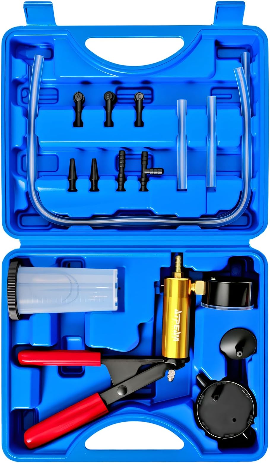 ATPEAM 2 in 1 Brake Bleeder Kit Fluid Tester Set | Handheld Vacuum Pump with Vacuum Gauge | Automotive Tool for Brake and Clutch Fluid Maintenance