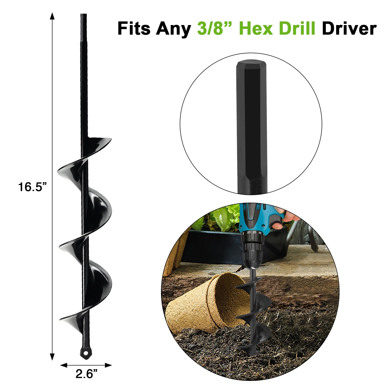 Auger Drill Bit - Plant Flowers & Bulbs Easily -2 Auger Drill Bit - Plant Flowers & Bulbs Easily -2