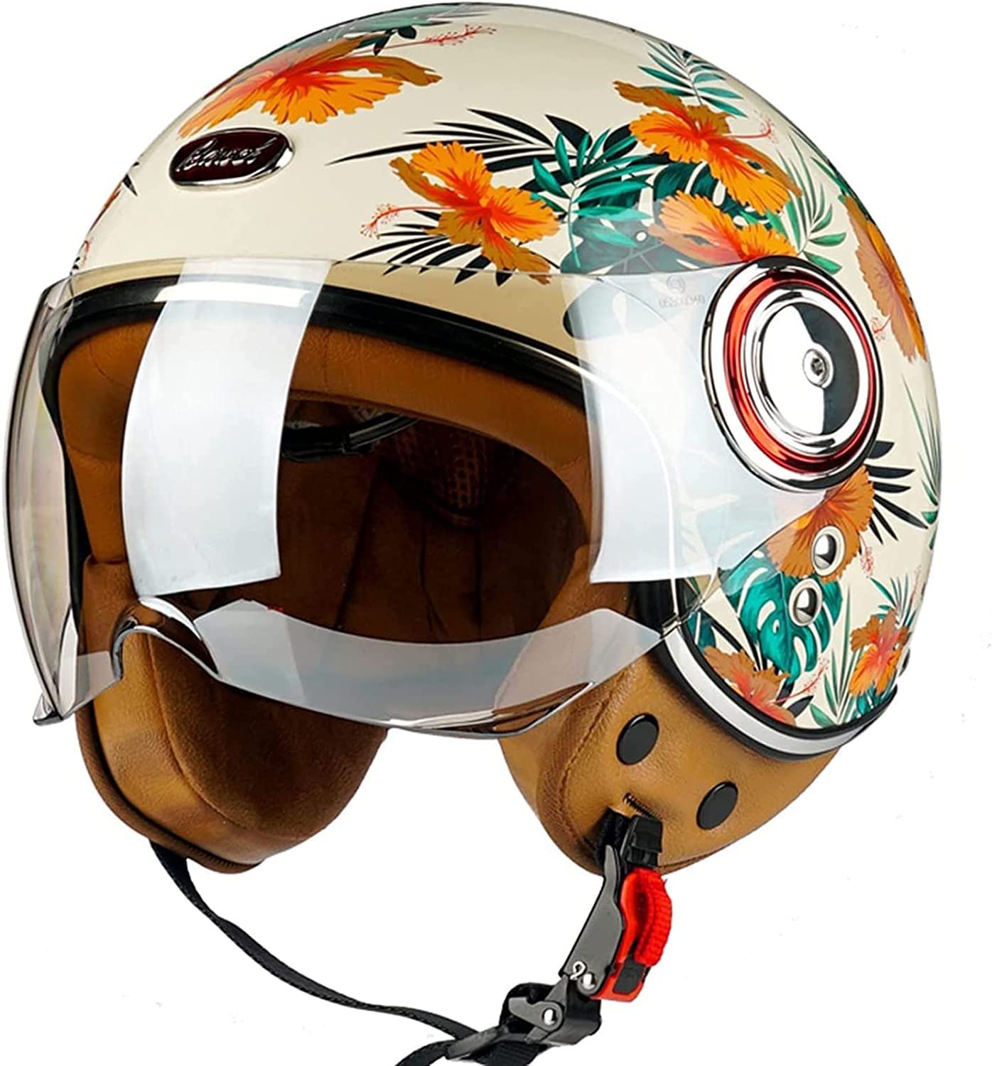 Adultos Casco Moto Jet Retro Casco Moto Abierto Casco De Patinete Eléctrico ECE Homologado Jet Casco Casco Moto para Mujer Hombre Adultos con Visera