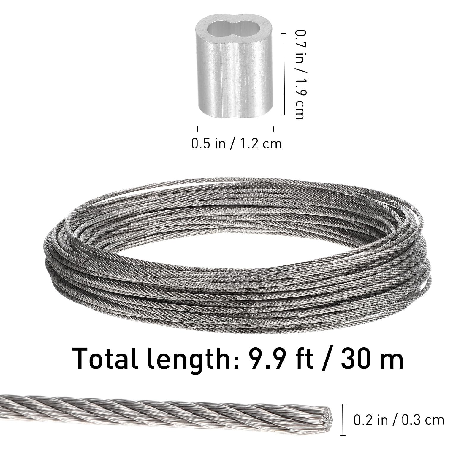 Cable de Acero Inoxidable Manguitos de Engarce 7x7 para Jardinería