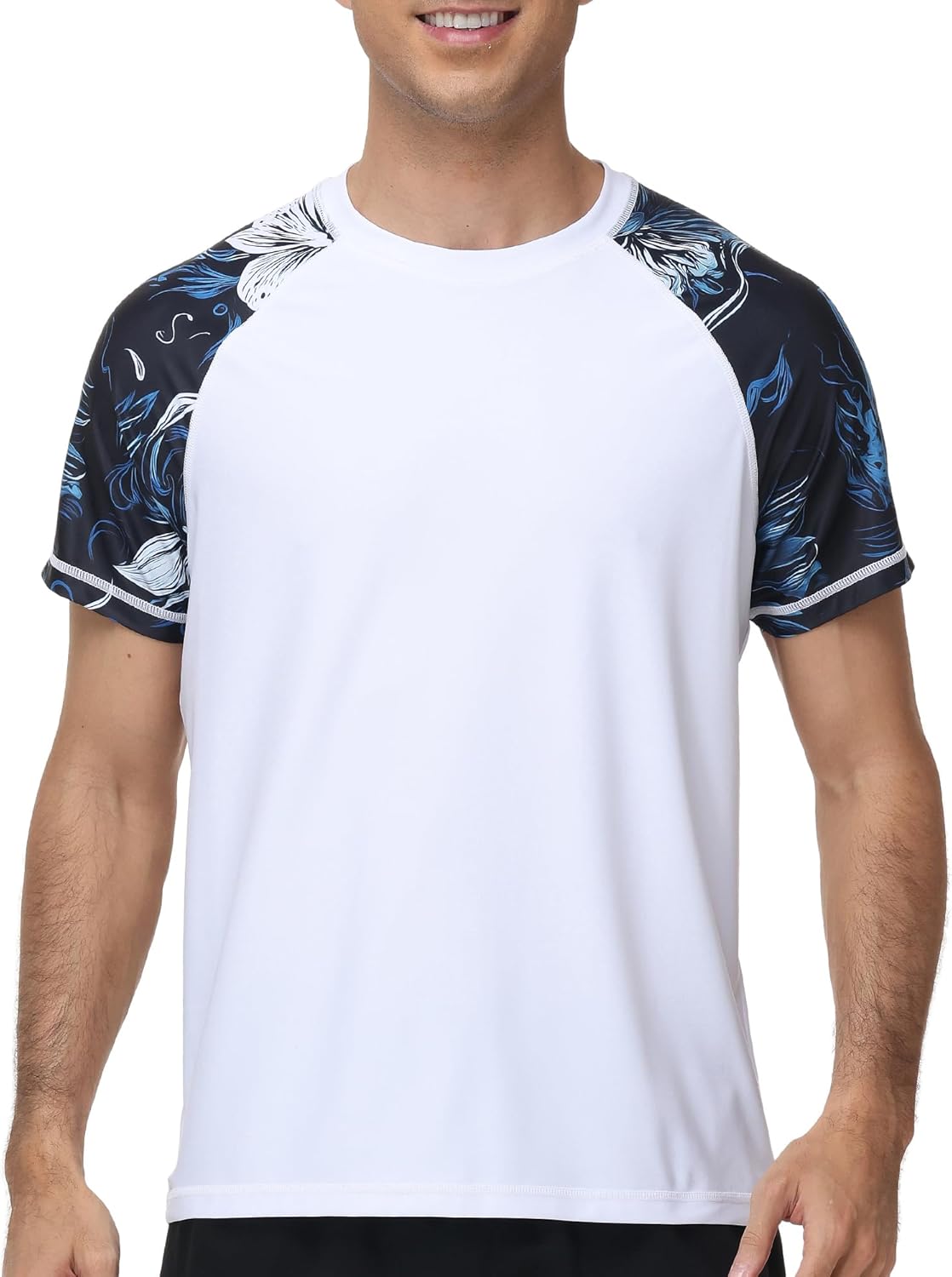 VAYAGER Men's Swim Shirts Rash Guard UPF 50+ Short Sleeve Sun Protection Fishing Tops for Surfing