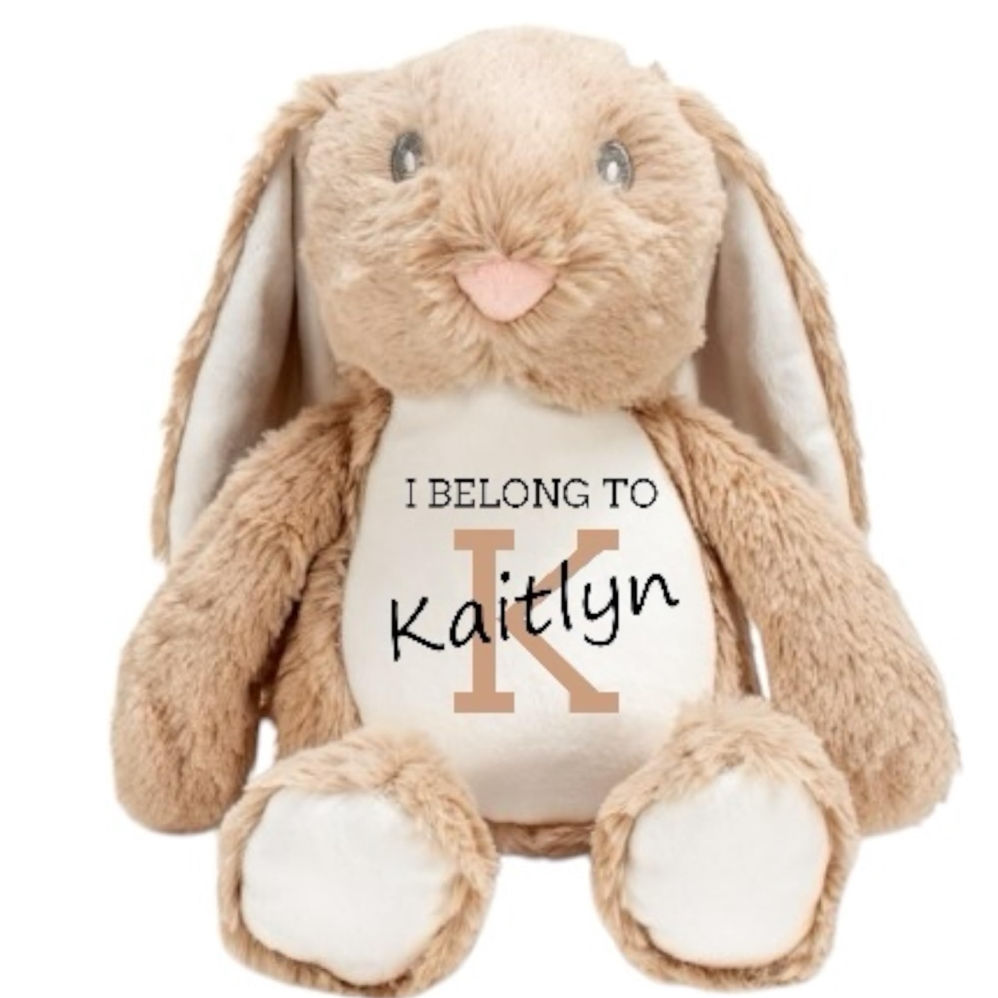 Personalised Soft Toy Teddy | Cow Monkey Unicorn Tiger Giraffe Elephant Pig Fox Dinosaur Bunny (Brown Bunny)