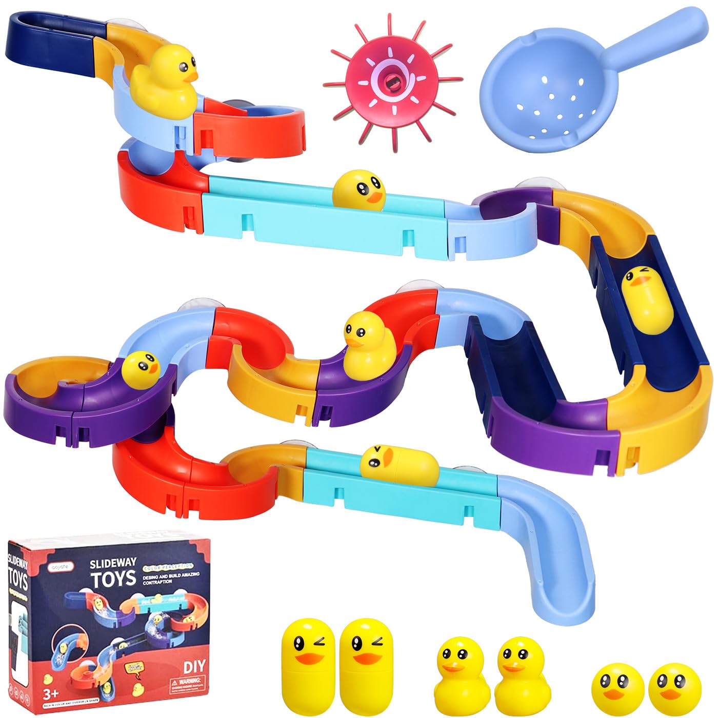 Bath Toys, Kids Bath DIY Track Balls Game Shower Slide Bathtub Water Toy for Toddlers, Educational Gift for 3-6 Year Olds Boys Girls (48PCS)