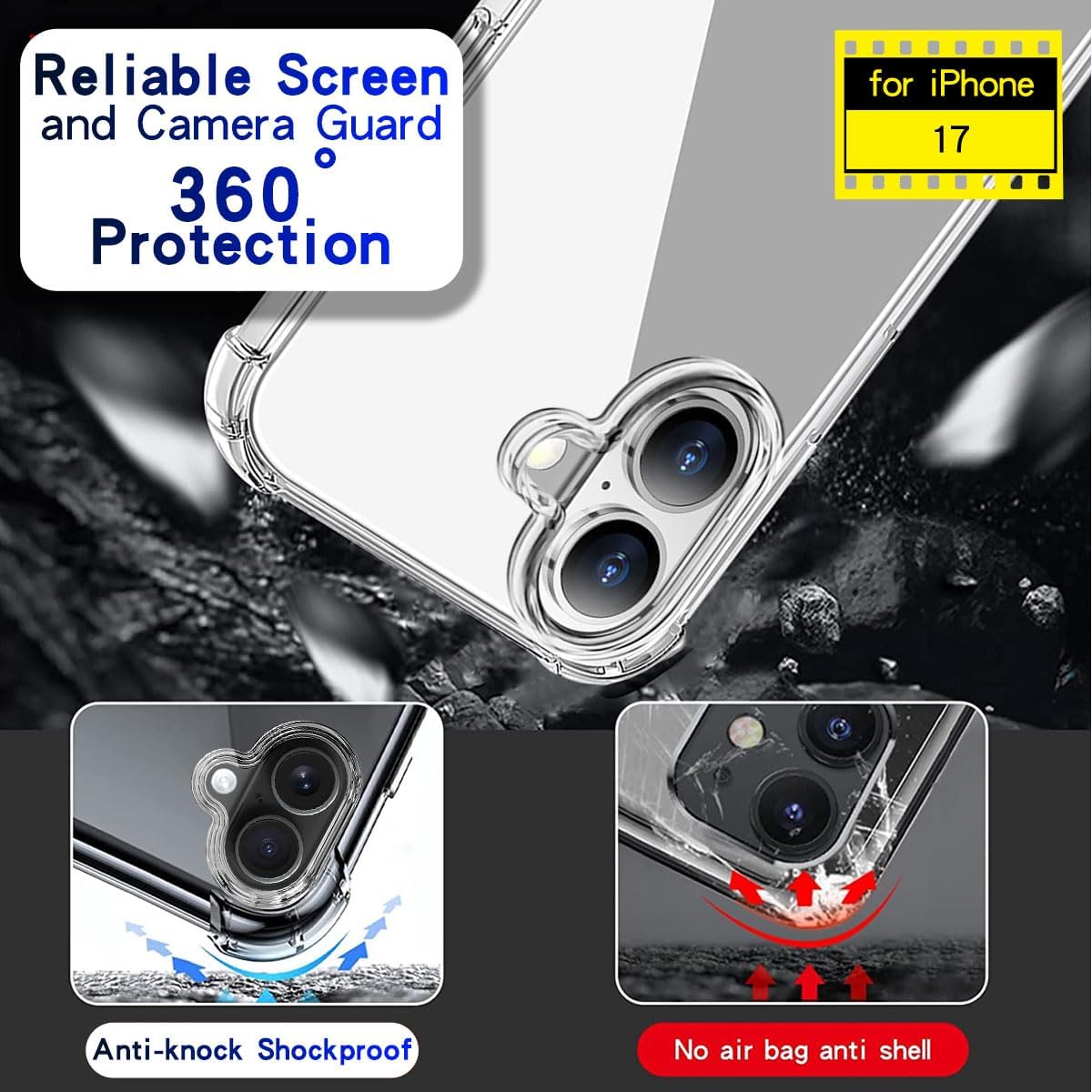 Mirror Case Compatible with iPhone 17 for Women Girls, [Four Corner Airbag Protection] [Elastic Shockproof Bumper] HD Mirror Back Beauty Makeup Phone Case Silver - Image 7