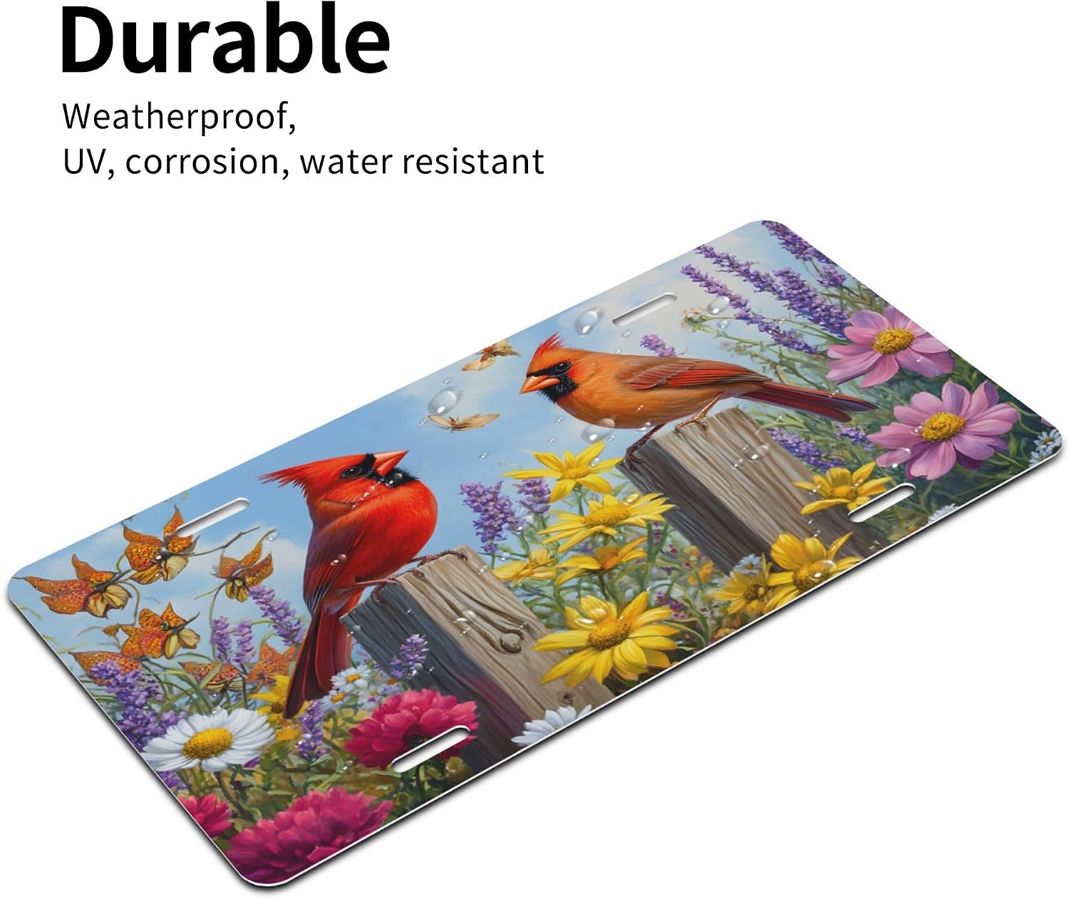 License Plate, Christmas Cardinal Flower Floral Novelty Vanity Tag with 4 Holes for Men Women, Aluminum Metal Decorative Front Car Plate Car Tags Auto Accessories for Trucks, SUVs, 6×12 Inch,A-988 image 4