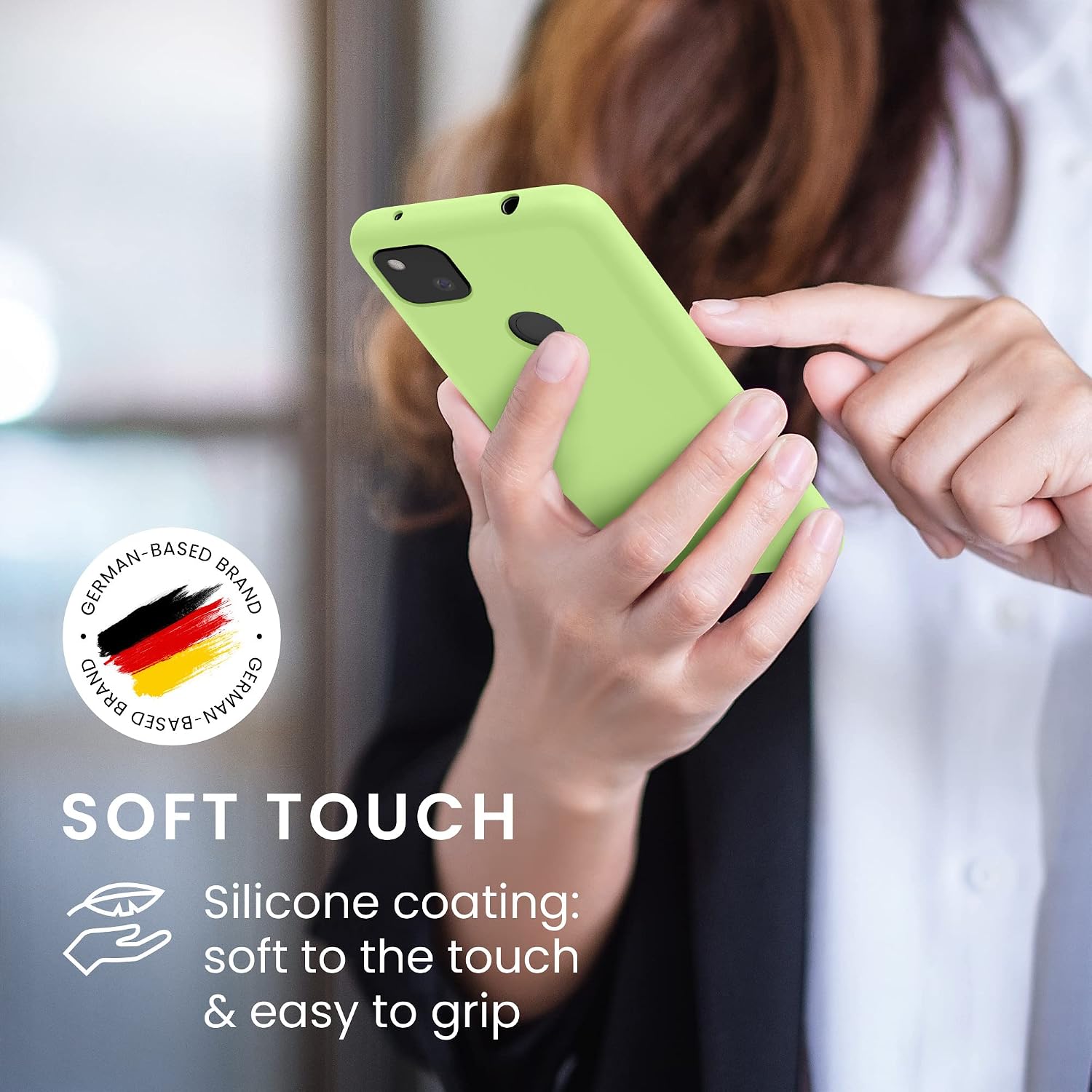 kwmobile Case Compatible with Google Pixel 4a Case - TPU Silicone Phone Cover with Soft Finish - Green Tomato image 4