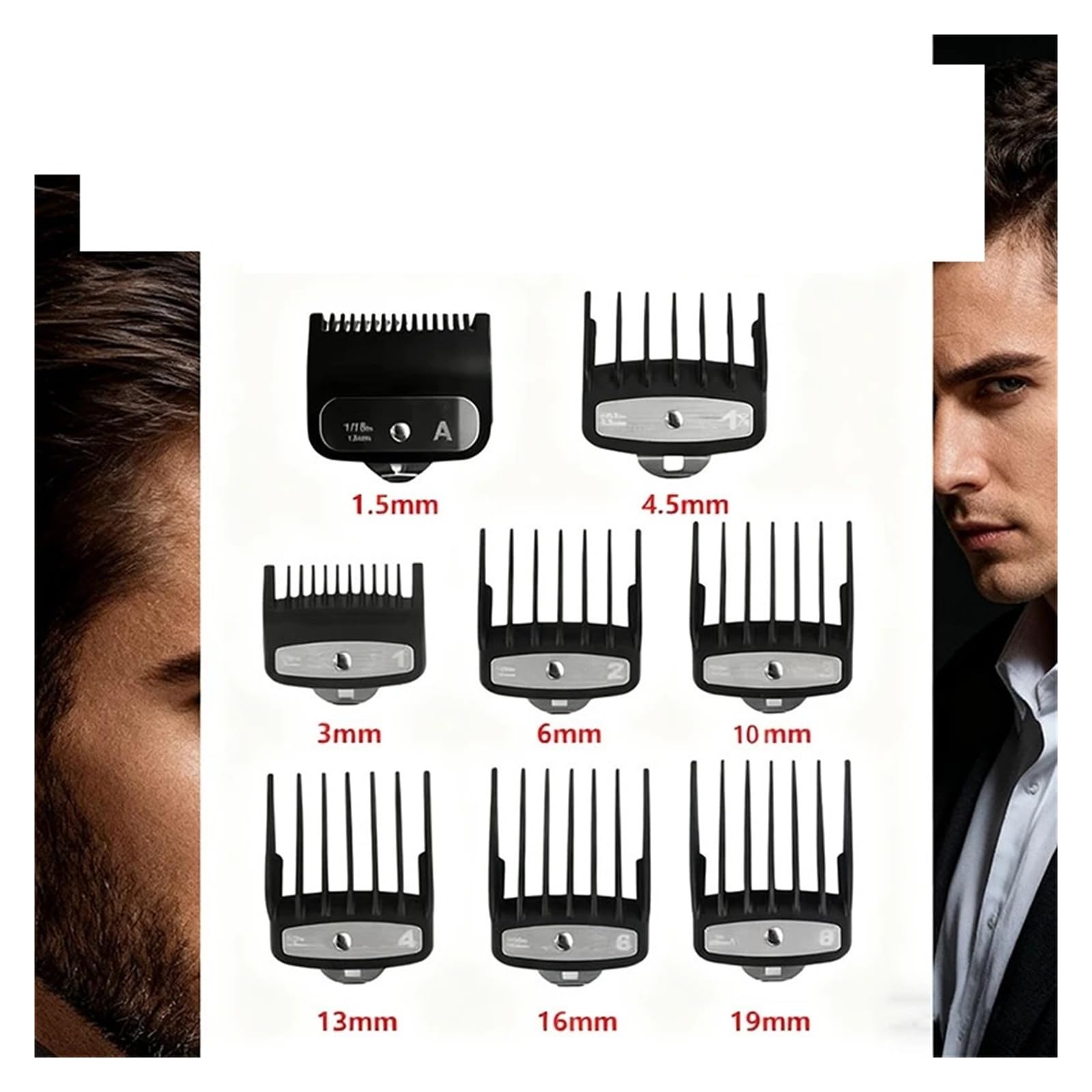 Peine Guía De Límite For Cortapelos Profesional, Compatible Con Keimei, Recortadora, Guía De Corte Universal, Peine, Herramientas De Corte De Pelo, Peine De Límite(Metal-8Pcs(1.5-19mm))