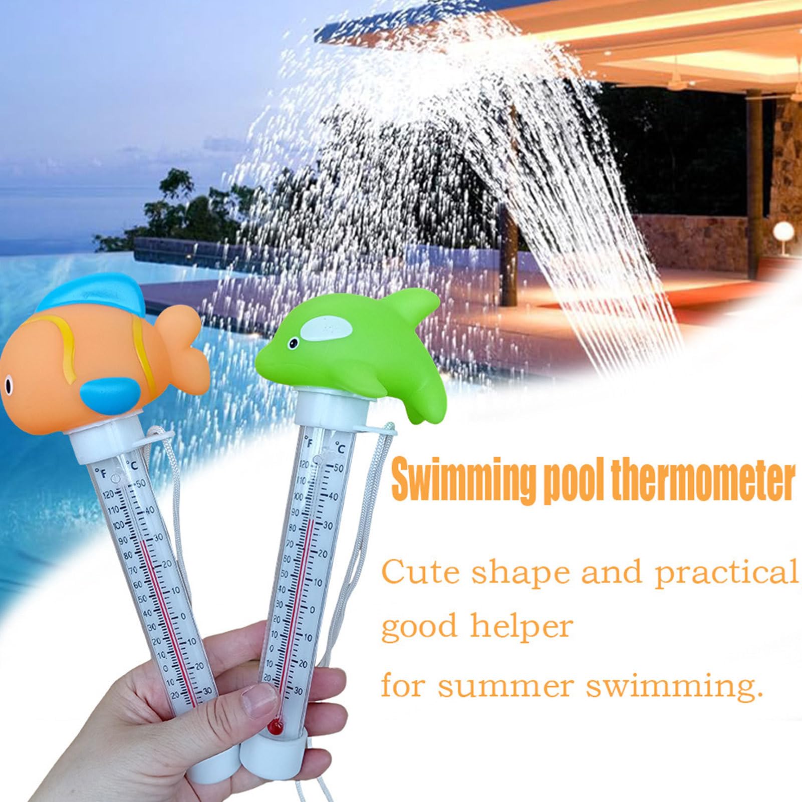 2 Pezzi Termometro Piscina, Termometro Galleggiante per Piscina, Floating Termometri con Filo, Termometros Acquario, per Spa Esterni/Interni, Piscine, Vasche e Acquari