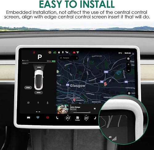 Miniatura 4 de Marco protector de pantalla compatible con Tesla Model 3 Modelo Y 2024 2023 2022 2021 2020 2019 Cubierta protectora de borde de pantalla para