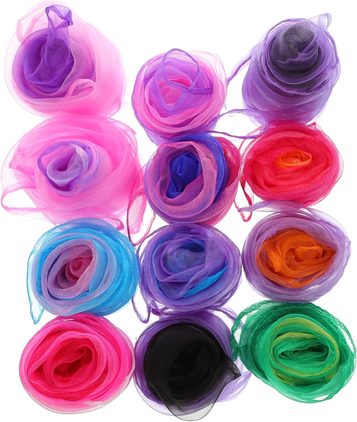 12pcs Gradient Juggling Dance Scarves for Boys and Girls Soft Skin-friendly for Performance Decoration and Play Random Colors