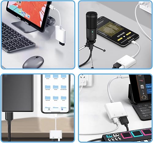 Miniatura 9 de Certificado Apple MFi Adaptador de cámara Lightning a USB con puerto de carga, cable OTG USB 3.0 hembra portátil para iPad para conectar lector de