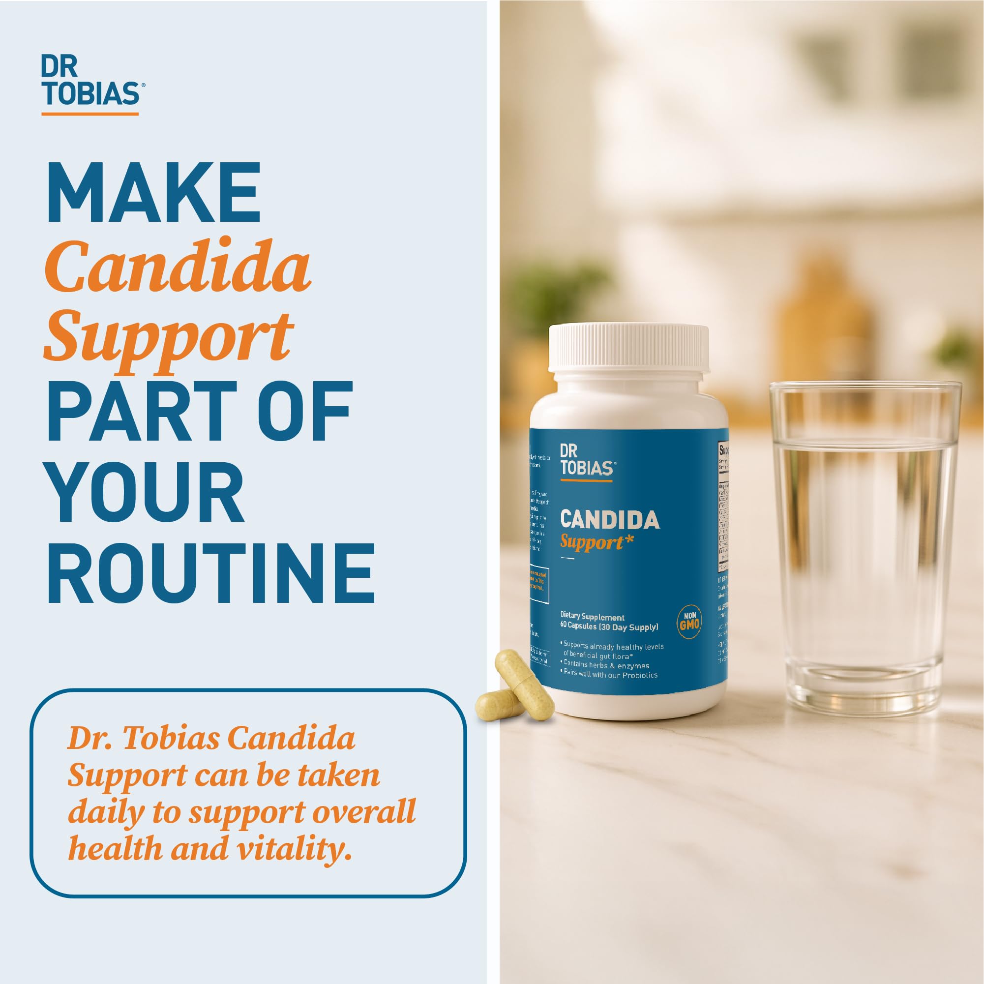 Dr. Tobias Candida Support, Gut Flora Balance Complex with Oregano, Caprylic Acid, Enzymes & Probiotics, Support Intestinal Detox Cleanse & Gut Health for Women & Men, 60 Capsules, 30 Servings — Amazon image 7