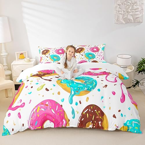 Miniatura 179 de Feelyou Juego de funda de edredón con estampado floral en 3D para niñas y niñas, elegante, con estampado floral morado, romántico, con purpurina