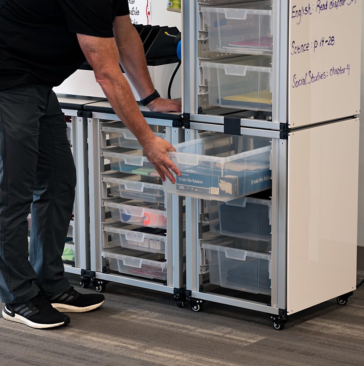 FSE 373-MBS-STR-31-18S Modular Classroom Storage Cabinet - 3 Side-by-Side modules with 18 Small Bins