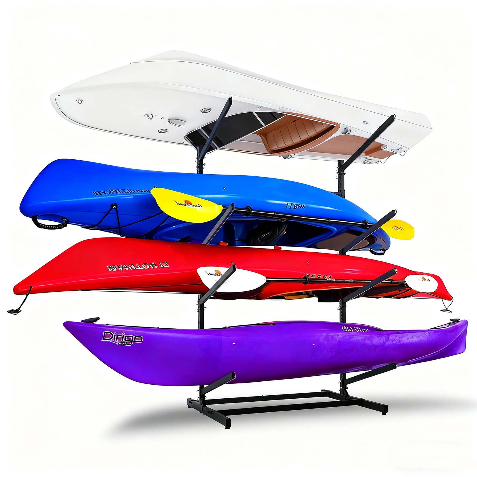 HSGAV Supporto per Kayak,Supporto per Kayak per Stoccaggio All'Aperto: Autoportante Regolabile in Acciaio Resistente per Canoe,Paddleboard,Tavole da Surf,Ideale per Garage E Capannoni Interni