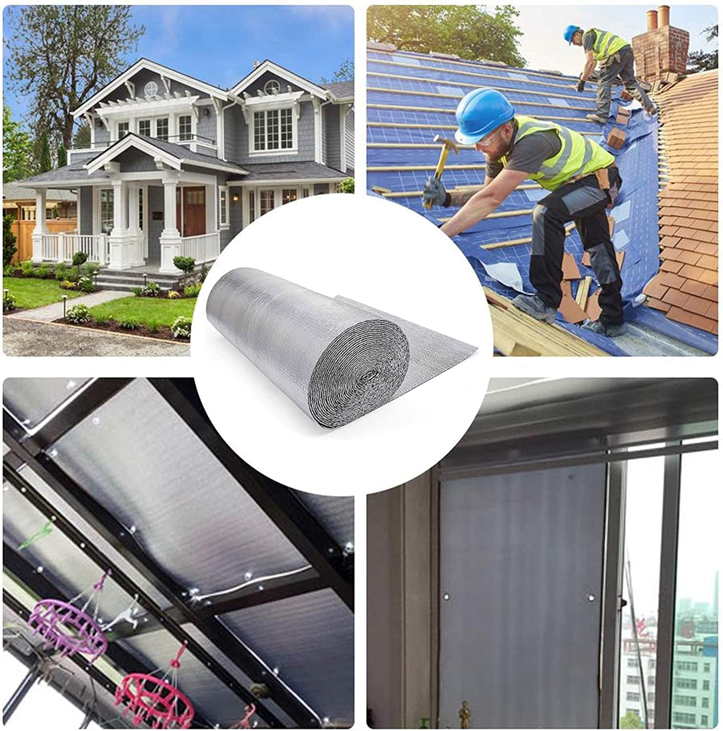 Aislamiento Térmico Bubble Foil Insulation Double Aluminium Layer Bubble Wrap Reflective Foam Insulationn Roll Heat Retention Self-Adhesive, Warm(Size:1x10m) (Size : 1x10m)