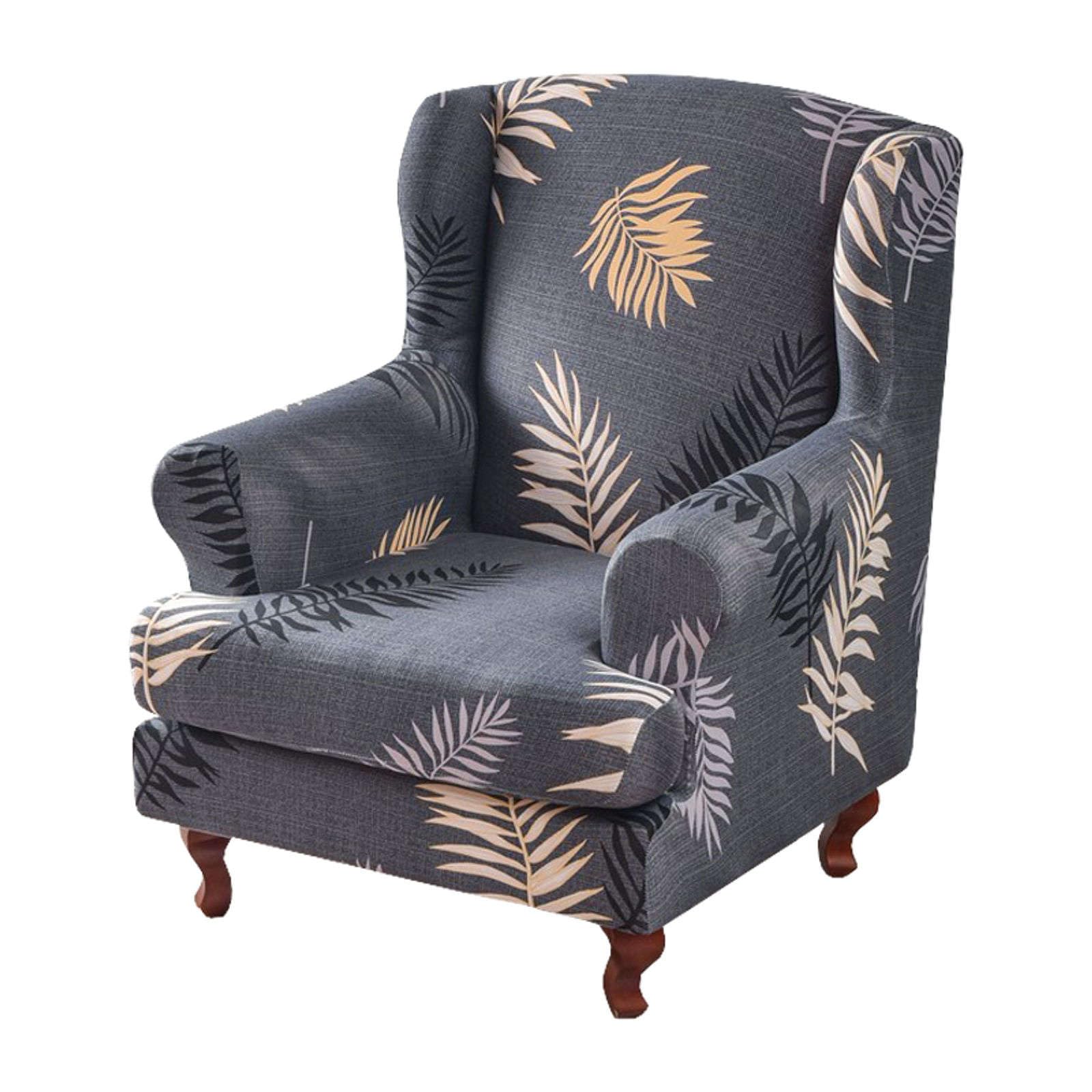 Housse extensible pour fauteuil à oreilles anti-tache lavable lot de 2 pour rénover le salon