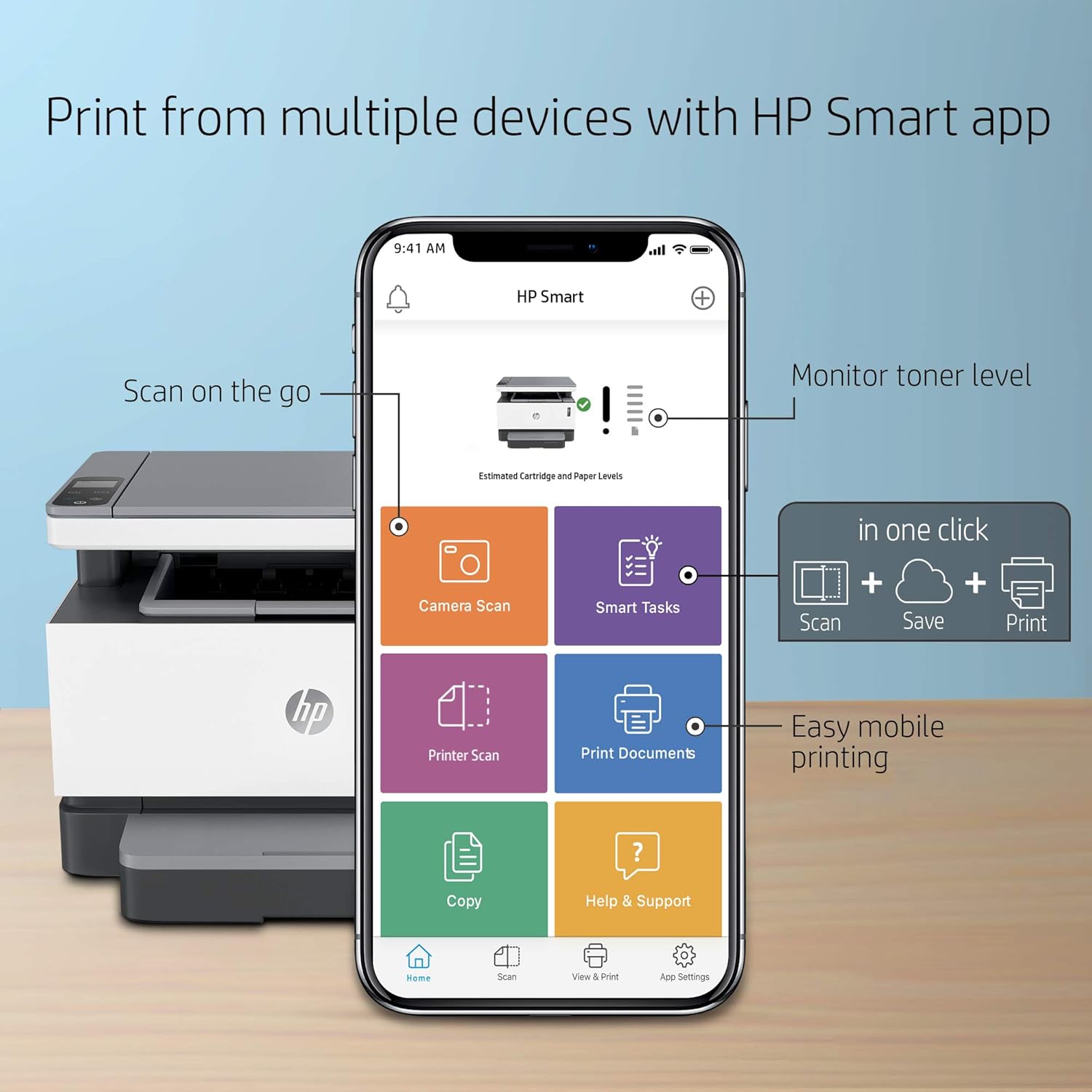 HP Neverstop All-in-One Laser Printer 1202w | Wireless Laser with Cartridge-Free Monochrome-Toner-Tank (5HG92A) with-Toner Reload-Kit : Office Products