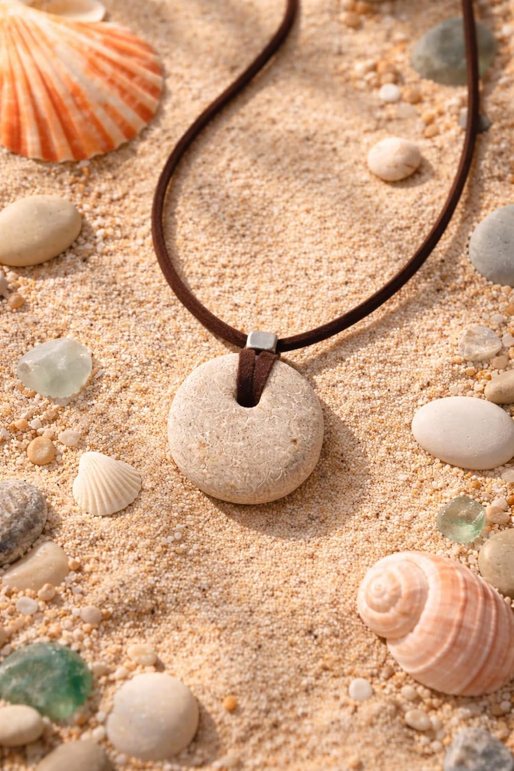 Protection Witch Stone Necklace, Women and Men Healing Spiritual Hag Stone Pendant