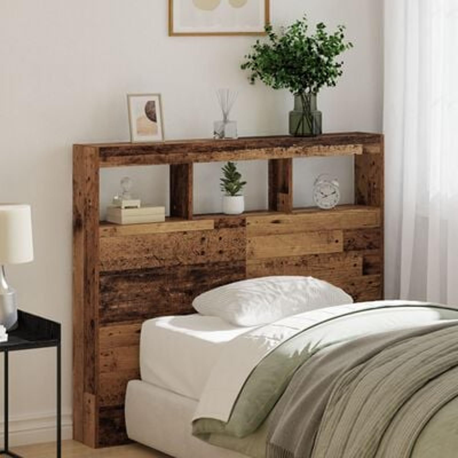 Brokky 869111 Testata Legno Vecchio Legno Massello di Recupero 120 x 17 x 102 cm Testata in Legno,Testata Letto Matrimoniale Muebles Dormitorio Spalliera Letto Testiere per Letto Matrimoniale