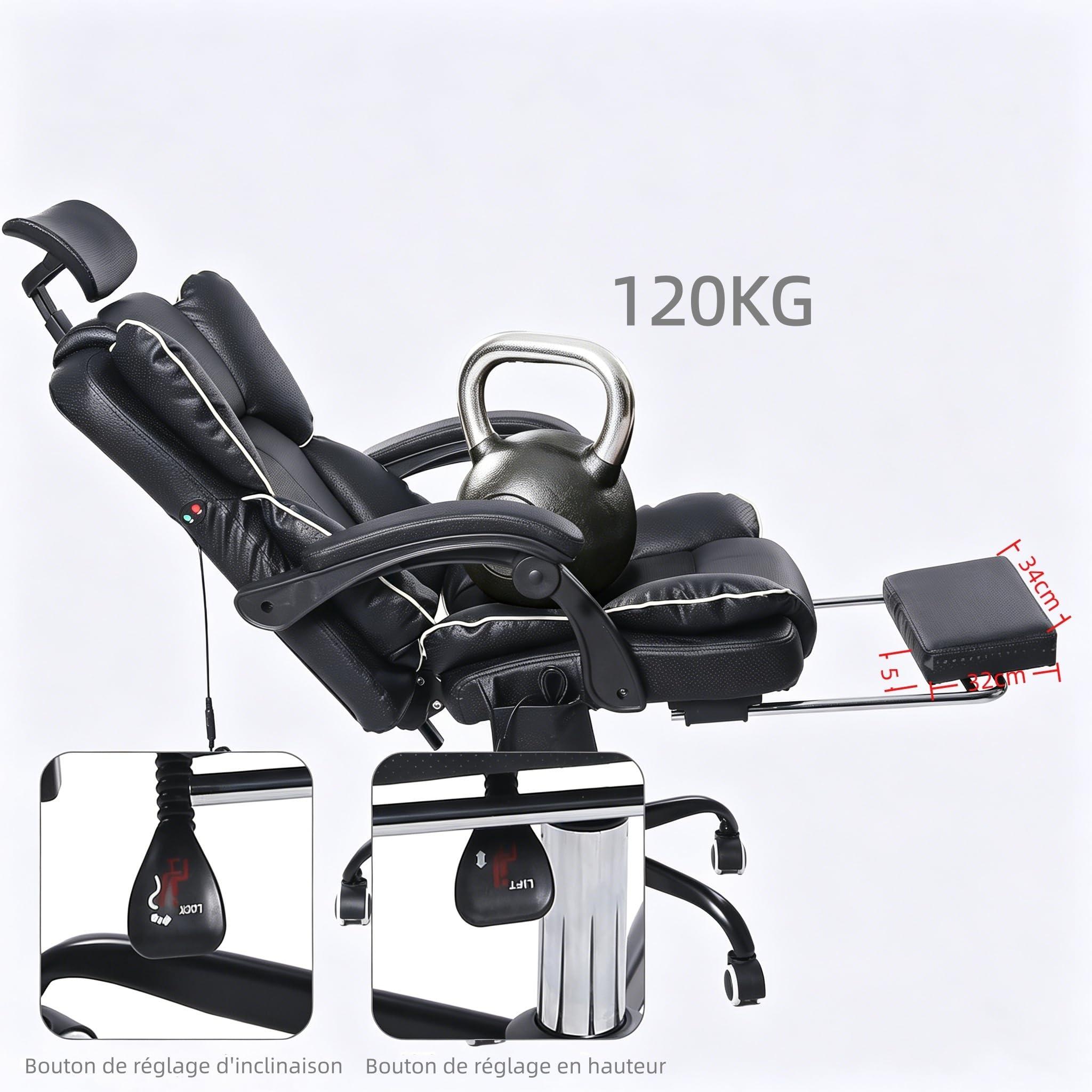 Ergonomischer Gaming‑Stuhl mit Ventilator, Luftkühler und Kühlung – Belüfteter Kühlsitz, Bürostuhl mit Liegefunktion, sanfte Vibrationsmassage, Chefstuhlmit mehrwinkliger Verstellung(Schwarz)