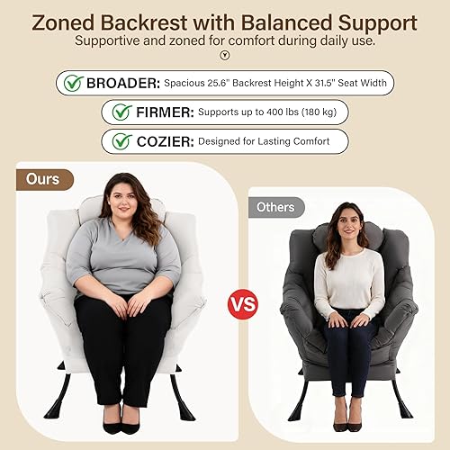 Miniatura 3 de Silla perezosa con otomana, moderna silla decorativa con almohada lumbar, sillas cómodas con reposapiés plegable para dormitorio, lectura, sillas de