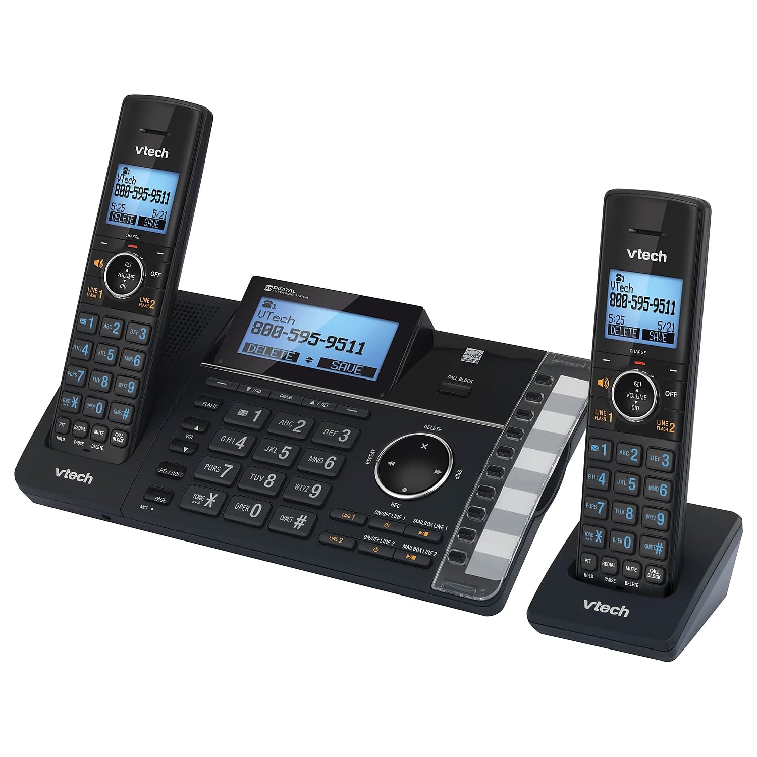 VTech 2-Handset Cordless Telephone, Black (DS6251-2)