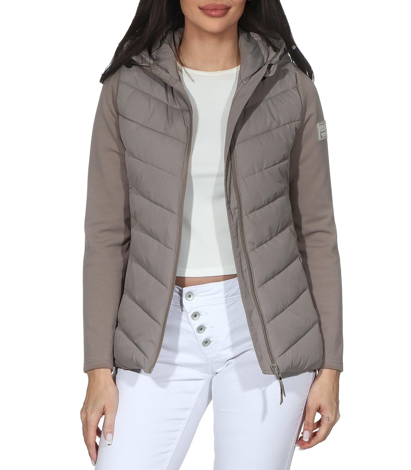 Sublevel Damen leichte Steppjacke mit Kapuze Übergangsjacke sportlich Outdoor und Alltag